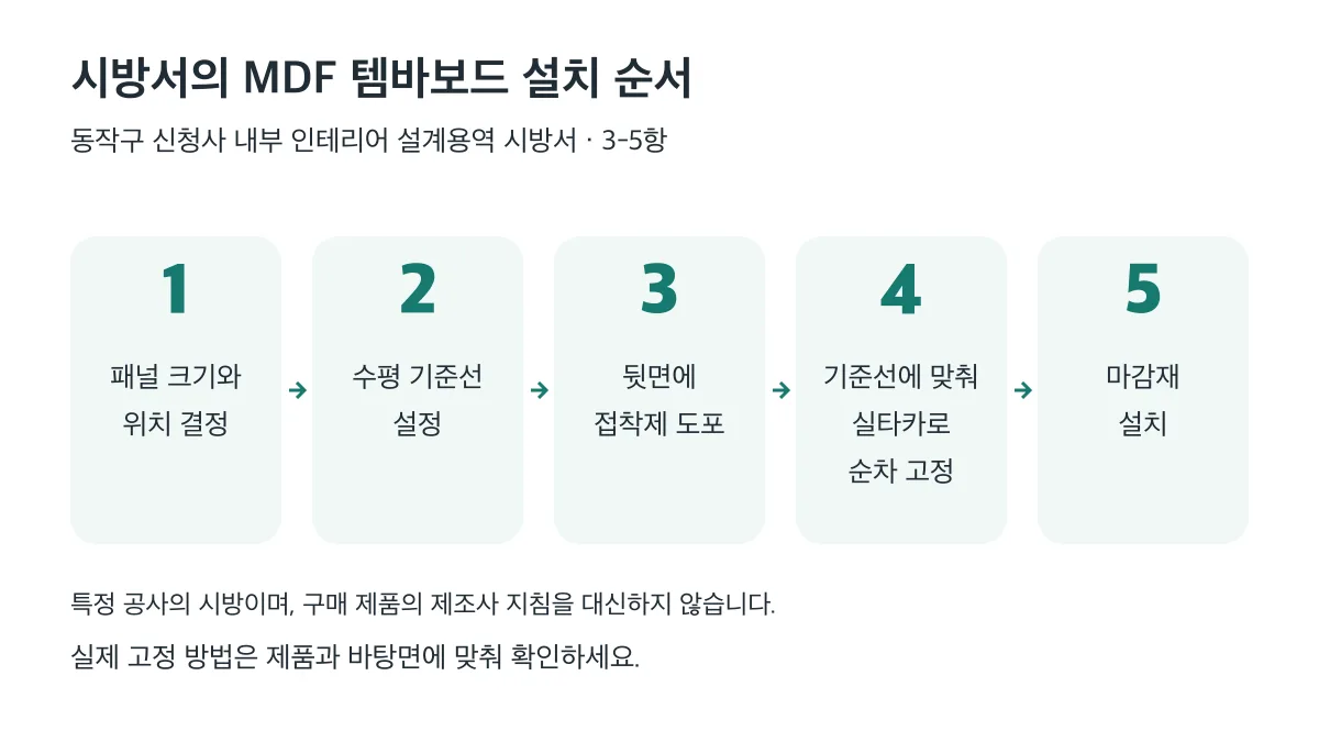 동작구 신청사 시방서의 패널 위치 결정부터 마감재 설치까지 5단계 순서