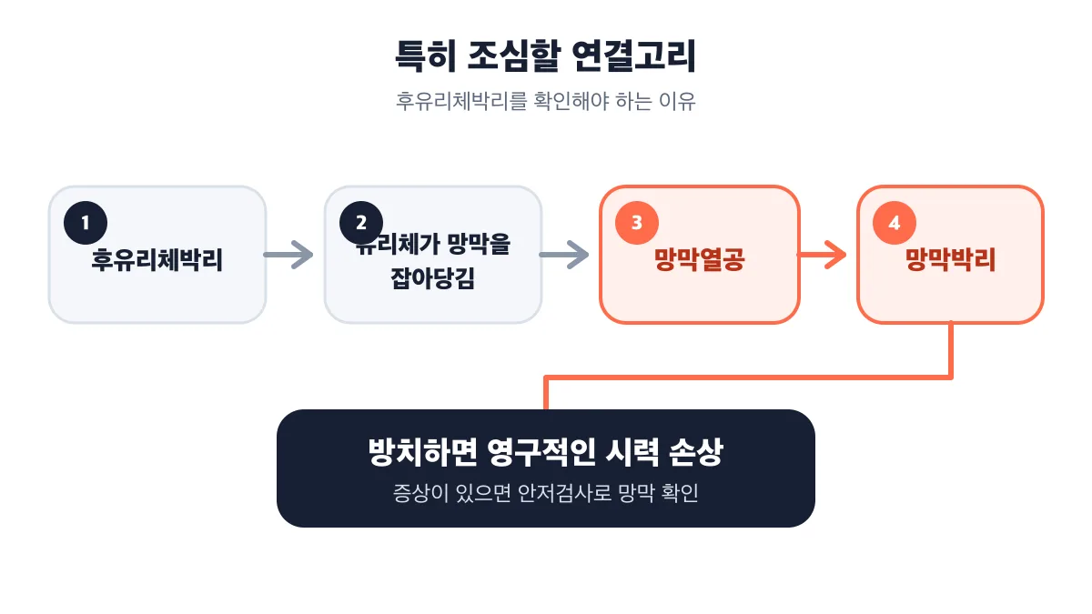 후유리체박리에서 망막열공과 망막박리로 이어지는 과정